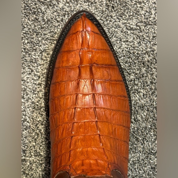 Men’s Black Jack Cowboy Boots Phoenix Inlay Alligator Hornback Size 7 EE Cognac - Picture 9 of 16